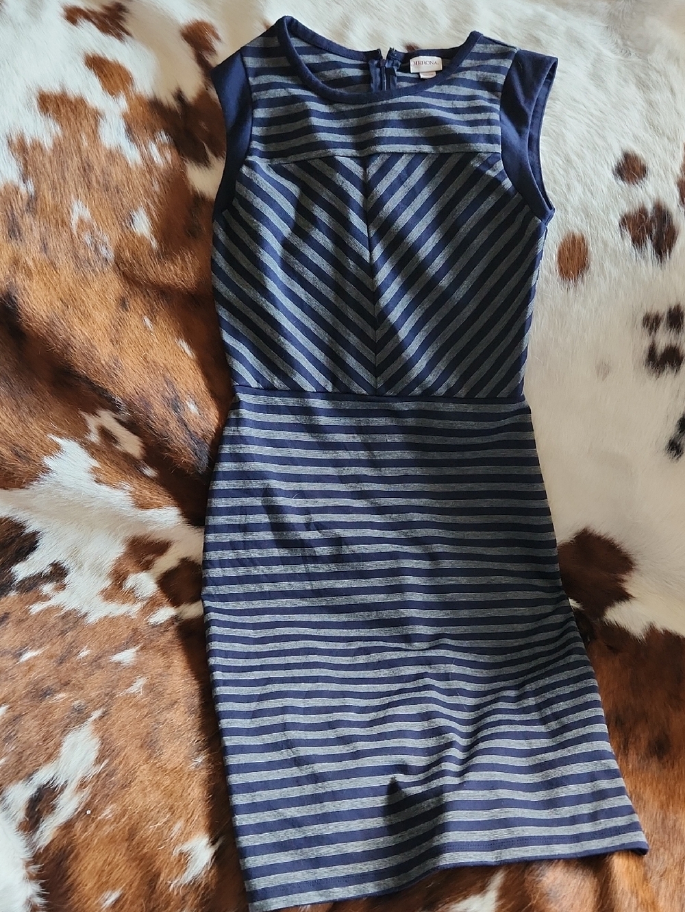 Merona Navy and Gray Striped Sheath Dress Sz XS